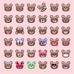 Bear emoji faces with cute expressions for social media