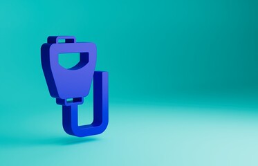 Blue Walkie talkie icon isolated on blue background. Portable radio transmitter icon. Radio transceiver sign. Minimalism concept. 3D render illustration