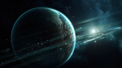 Obraz na płótnie Canvas Fictional Planet And Space