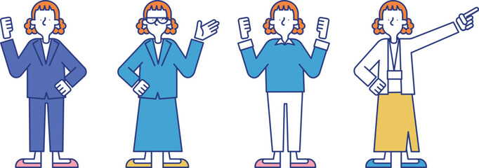 女性のビジネスパーソンのイラストセットI