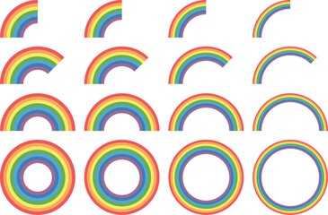 7色の虹のベクターイラストセット