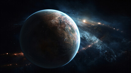Obraz na płótnie Canvas Fictional Planet And Space