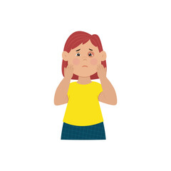 Inflammation of the eye, Conjunctivitis in children. Viral and infectious diseases in children. Ophthalmia. Vector illustration.