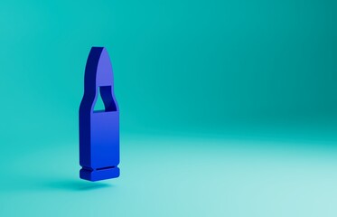 Blue Bullet icon isolated on blue background. Minimalism concept. 3D render illustration