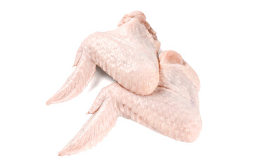 Raw chicken wings isolated on white background.