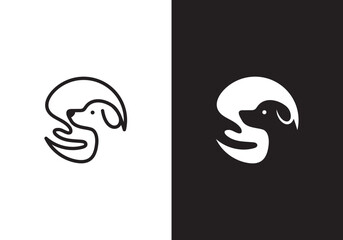 hand with dog logo simple creative head dog vector design © priyo