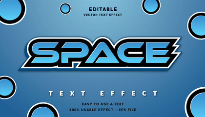 blue space editable text effect with modern and simple style, usable for logo or campaign title