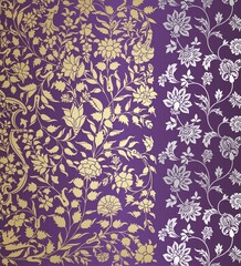 wedding card design, traditional paisley floral pattern , royal India	