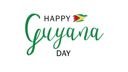 happy guyana day animated text. 4k video greeting card. gift card. alpha channel.