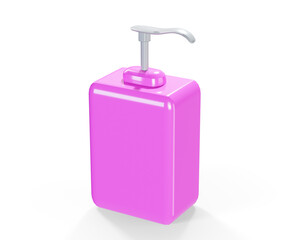 Blank white cosmetic bottle with a tropical leaf. 3D Render