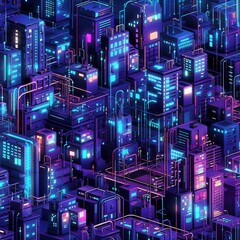 Cyberpunk cityscape pattern pattern 