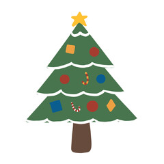 Fototapeta premium christmas tree with ornament. decorated christmas tree. Transparent background. png.
