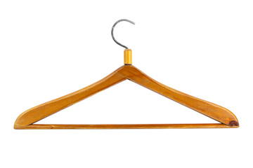 wooden clothes hanger, empty clothes hanger, isolated from the background
