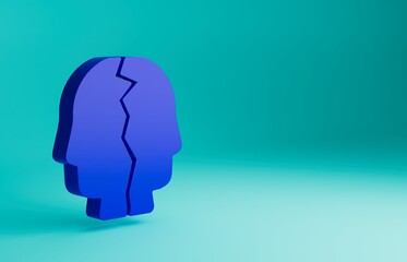 Blue Bipolar disorder icon isolated on blue background. Minimalism concept. 3D render illustration