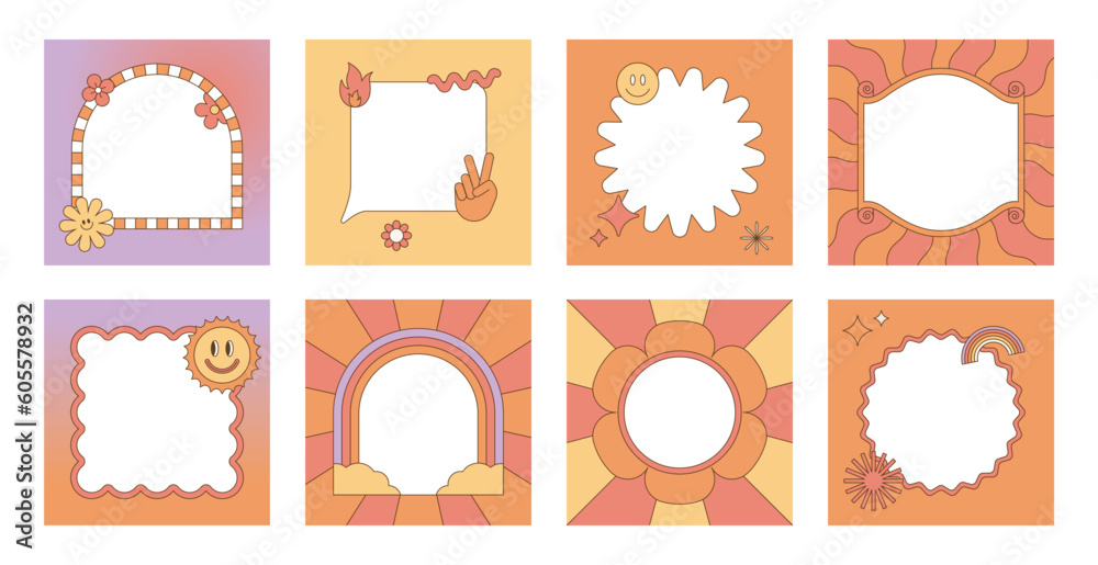 Aufkleber Vector set of design elements, patches and stickers with copy space for text - abstract background elements for branding, packaging, prints and social media posts