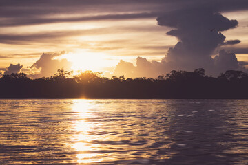 Pucallpa, Perú, Ucayali, Rio, Atardecer, Contraluz.