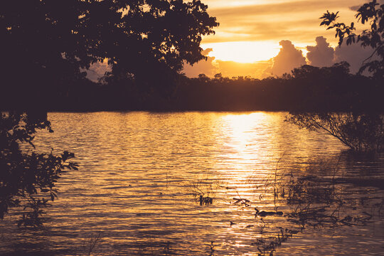 Pucallpa, Per&uacute;, Ucayali, Rio, Atardecer, Contraluz.