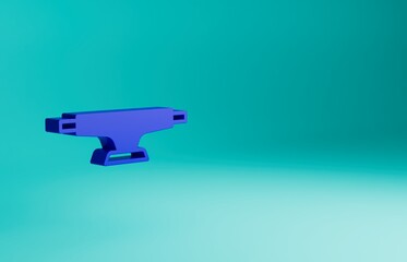 Blue Skateboard wheel icon isolated on blue background. Skateboard suspension. Skate wheel. Minimalism concept. 3D render illustration