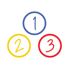 Champion winner circle icon 1,2,3 vector illustration.