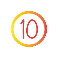 Vector illustration of number 10 circle. Isolated white background