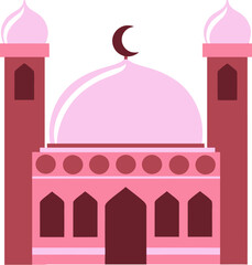 Islamic Mosque Flat Hand Drawn Illustration