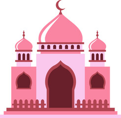 Islamic Mosque Flat Hand Drawn Illustration