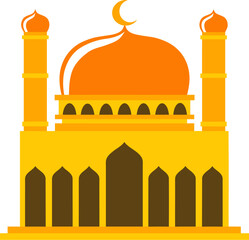 Islamic Mosque Flat Hand Drawn Illustration