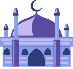 Islamic Mosque Flat Hand Drawn Illustration