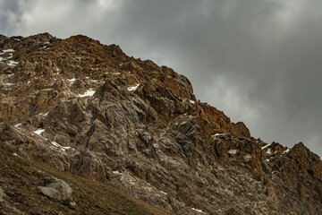 Fototapeta premium Hiking in the Ecrins massif under the Cime de la Condamine in the French Alps