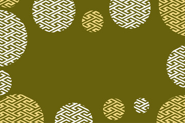 イラスト素材：日本風丸形フレーム,和風,工字繋ぎ,枠