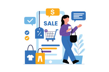 Store Promotion Discount Sale. Business Marketing Vector Illustration