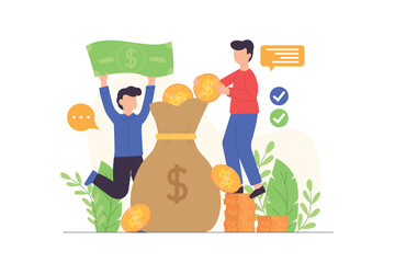 Successful Teamwork Business Goals. Business Financial Vector Flat Illustration