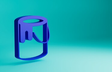 Blue Paint bucket icon isolated on blue background. Minimalism concept. 3D render illustration
