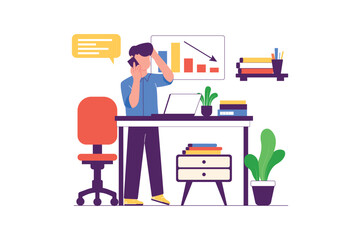 Businessman managing business growth. Business Flat Illustration