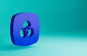 Blue RGB and CMYK color mixing icon isolated on blue background. Minimalism concept. 3D render illustration