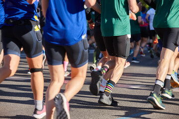 Runners on the street. Healthy lifestyle. Jogging exercise. Athletics