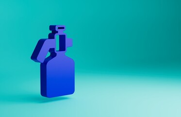 Blue Paint spray gun icon isolated on blue background. Minimalism concept. 3D render illustration