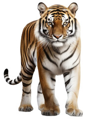 Fototapeta na wymiar Wild asian bengal tiger isolated on a white background as transparent PNG, generative AI animal