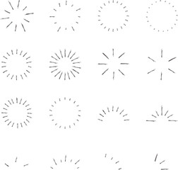 イラスト素材：手書き　シンプルなサンバースト・スターバースト・ベクター・太陽のシンボル