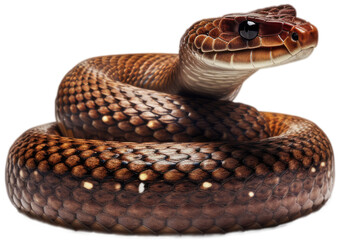 Obraz premium brown poisonous viper snake isolated on a transparent or white background as PNG, generative AI animal