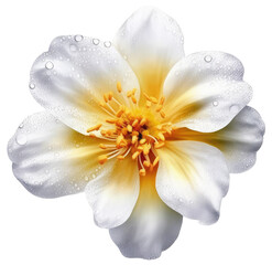 Fototapeta na wymiar Bright white and yellow flower blossom isolated on a white background, generative AI plant