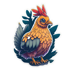 Obraz premium Chicken Sticker illustration, Png Image Ready To Use. Animal Sticker Design Series