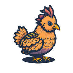 Chicken Sticker illustration, Png Image Ready To Use. Animal Sticker Design Series