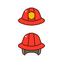 Firefighter Helmet Flat Design Illustrations