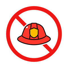 No Firefighter Sign on White Background