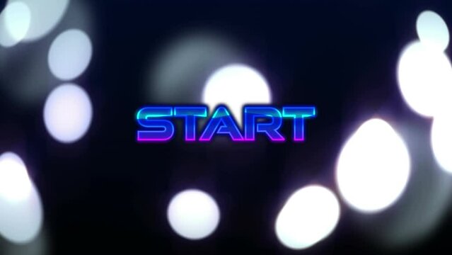 Animation of start neon text over spot lights