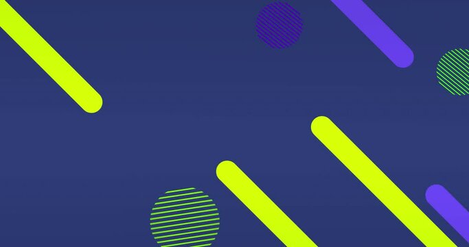 Animation of abstract shapes pattern moving on blue background
