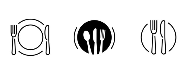 Plate, knife and fork icon illustration - obrazy, fototapety, plakaty