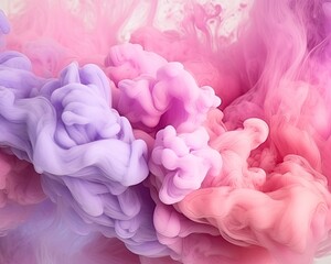 Abstract colorful pastel color cloud background.  Colorful Ink Diffusion in Water. Generative AI