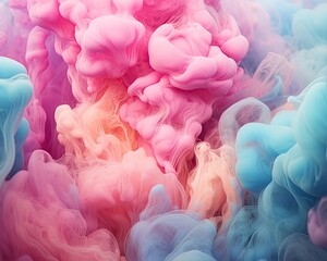 Fototapeta premium Abstract colorful pastel color cloud background. Colorful Ink Diffusion in Water. Generative AI